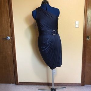 BCBG Max Azria Navy One Shoulder Dress